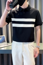 2025夏季新款社会小伙拼色polo衫男短袖T恤TX07P58控78，男装Polo衫，电商B276A