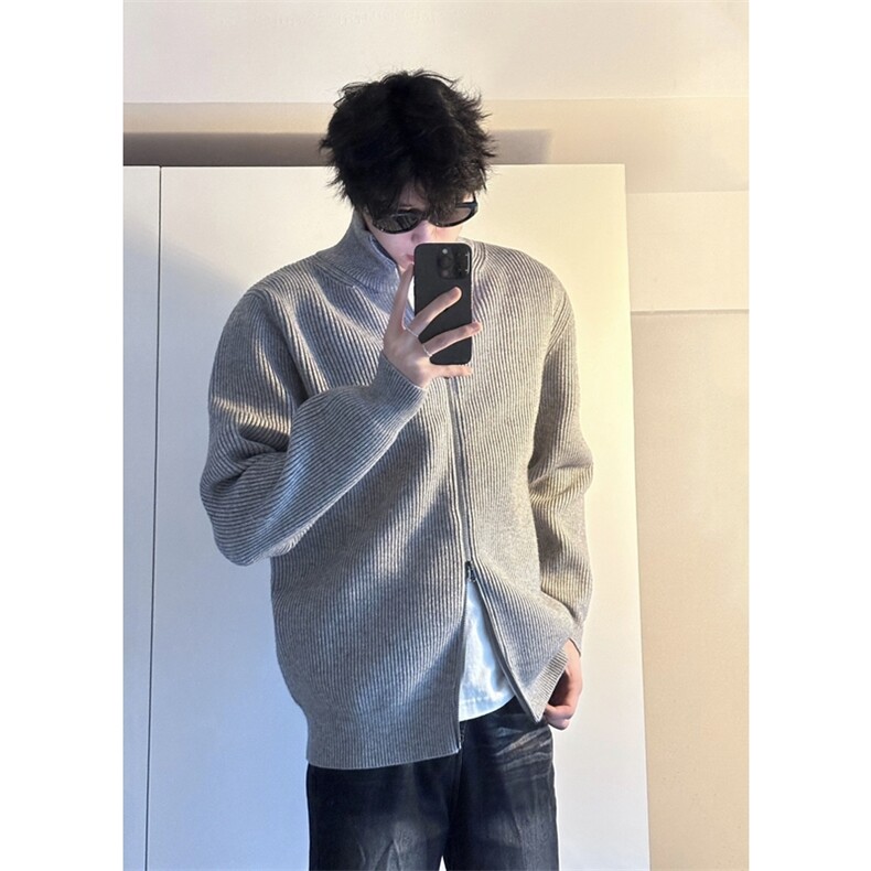 灰色开衫毛衣开衫薄款针织衫纯色外套1213-M2425-P55,男装针织衫/毛衣,星座1213