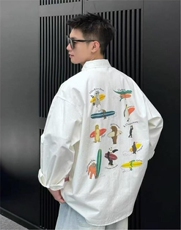网图！印花长袖百搭衬衫小众设计美式复古外套-LK80131-特批60，男装衬衫，电商A061