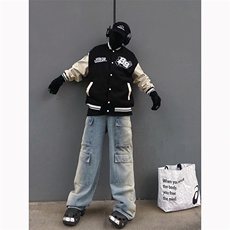 B221美式ins高街暗黑小众渐变色宽松工装牛仔裤LK23143-P80控108，男装牛仔裤，电商B221