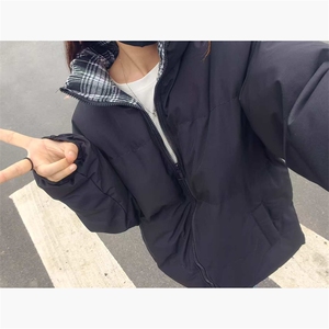 2025中性款撞色格子棉衣女装面包服加厚保暖中性款棉服P39-1661