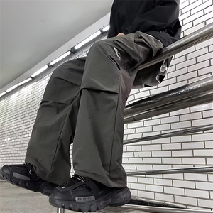 美式冲锋裤男户外潮牌机能宽松休闲抽绳束脚登山裤图片