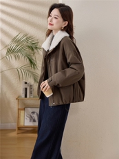 毛绒娃娃领短款棉服女2025冬季新款加厚保暖外套洋气减龄宽松棉衣，女装棉衣/棉服，涵誉