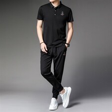 2023新款潮流短袖T恤男士圆领上衣裤子两件套中青年男士休闲套装，男装休闲套装，电商B212（原钱塘6029）