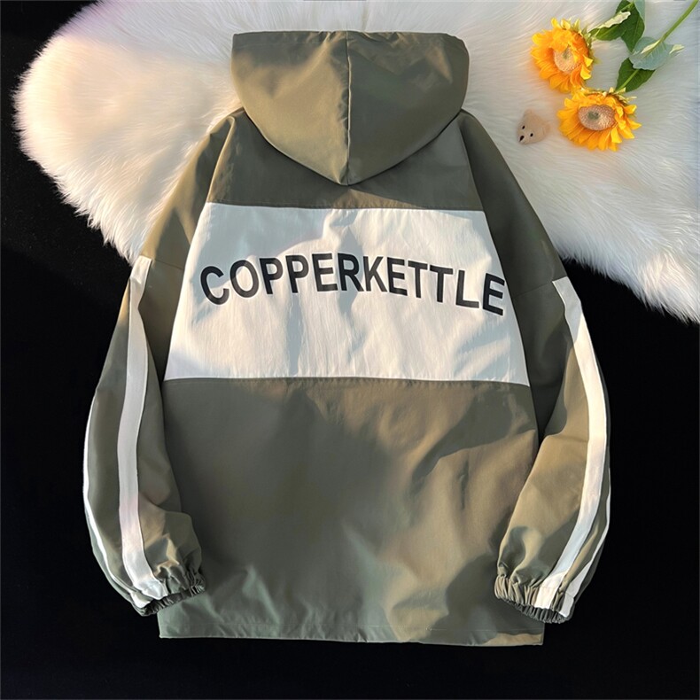 JK8001/P65春装新款现货毛毯平铺印花撞色宽松休闲夹克男外套上衣，男装夹克，电商A141