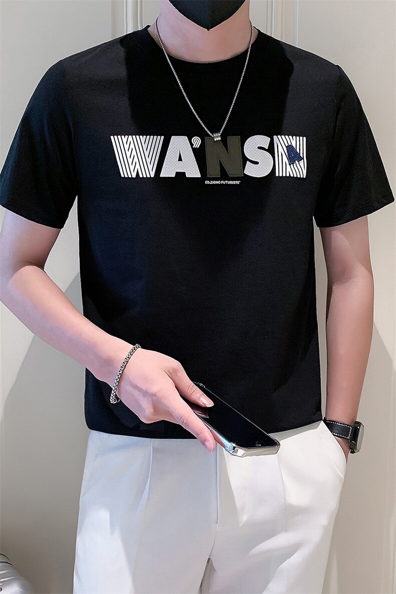 2025新款夏季短袖T恤男潮牌百搭印花上衣半袖体恤A313-1-5830-P48,男装T恤,电商A313-1