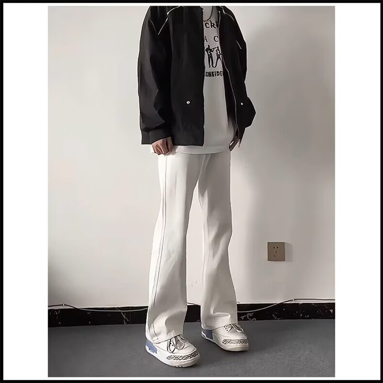 白色微喇牛仔裤男款小个子美式裤子显瘦显高直筒裤HK1012P33,男装牛仔裤,星座1112-1