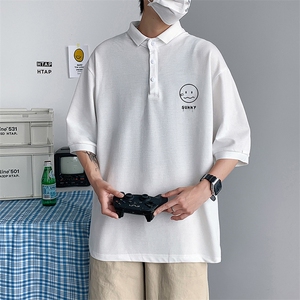 PL57072-P35 翻领短袖polo衫男大码胖子半袖t恤男有领保罗衫 模特图片
