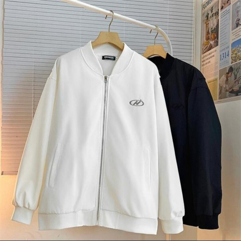 白色棒球服外套男春秋季美式复古cleanfit宽松休闲痞帅刺绣夹克衫,男装夹克,星座1210-1
