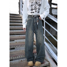 抖音品质春季新款美式高街宽松直筒牛仔裤B315-K916-p55控78，男装牛仔裤，电商B315