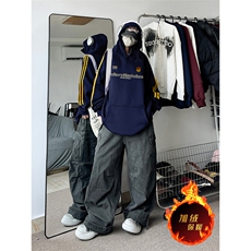 抖音得物供货提供视频秋冬重磅美式宽松织带连帽卫衣2303，男装卫衣，电商A486