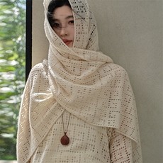 女士钩花披肩围巾，披肩，江帆羊绒