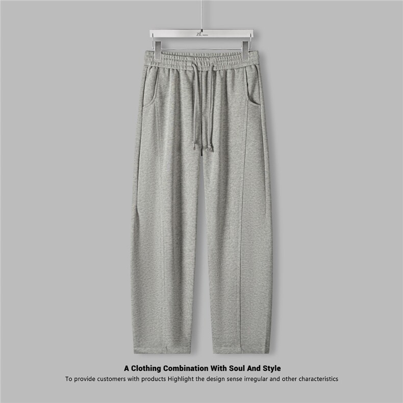 松紧抽绳男宽松运动裤粗云棉针织面料休闲裤卫裤A329-K9909-P60，男装休闲裤，电商A329