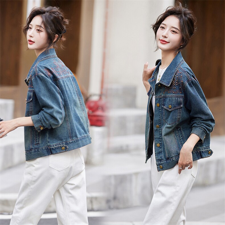 牛仔外套女新款2024年春秋季韩版设计感气质洋气小个子百搭上衣，女装牛仔外套，跑量工厂店