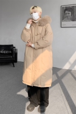 8XL-M90白鸭绒大毛领羽绒服男中长款过膝设计感牛角扣YRFC05P398，男装羽绒服，电商D206-1