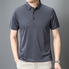 夏季男士潮流透气短袖上衣T恤中青年冰丝纯色翻领POLO衫P155，男装T恤，钱塘6003A(原)4033A