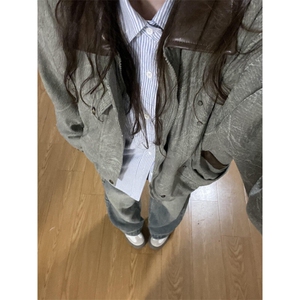 【有货】YS686CC-特P75 PU皮翻领夹克男女古着感外套图片