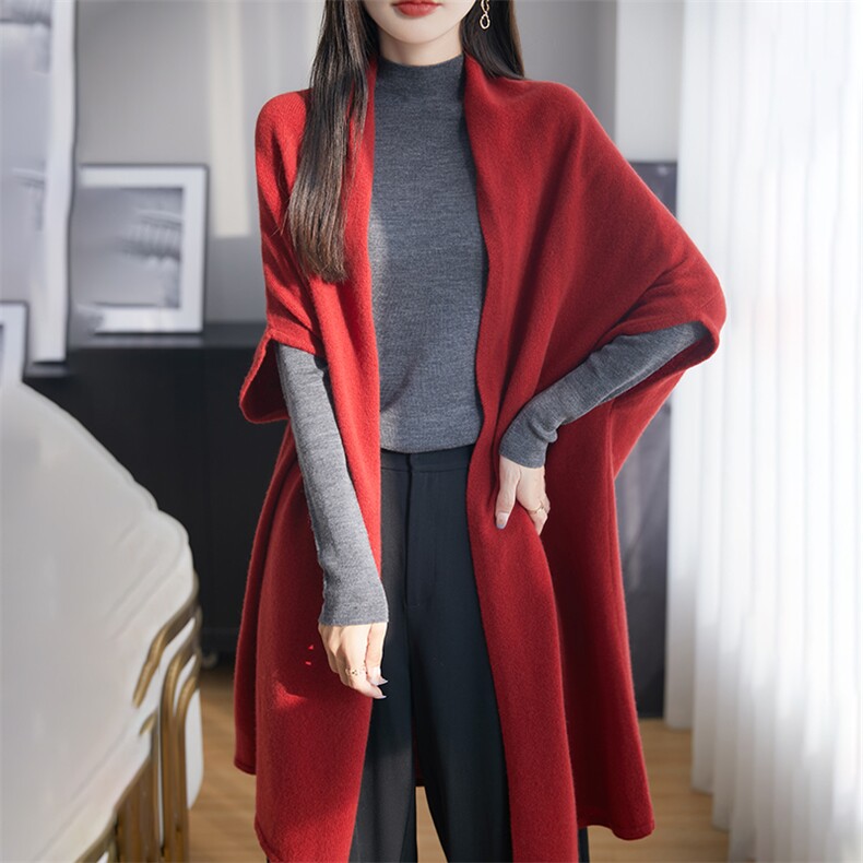 开衫女中长款V领秋冬慵懒软糯休闲宽松保暖羊毛针织衫,女装羊毛衫,朝思羊绒