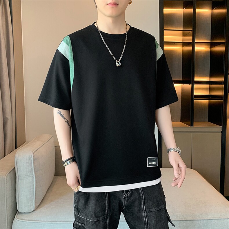 冰氧仿棉短袖店主风夏季休闲百搭撞色印花男上衣TC3157-P25控48,男装T恤,星座717