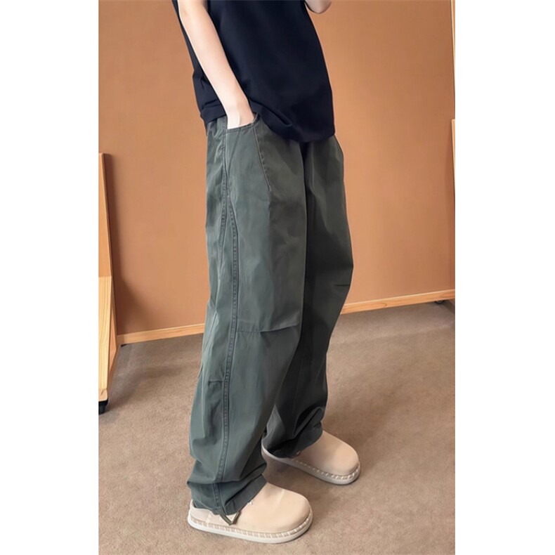 军绿色弯刀工装裤男秋季高街vibe镰刀裤子垂感阔腿裤KA6099,男装工装外套,星座1116A（原606A-3）