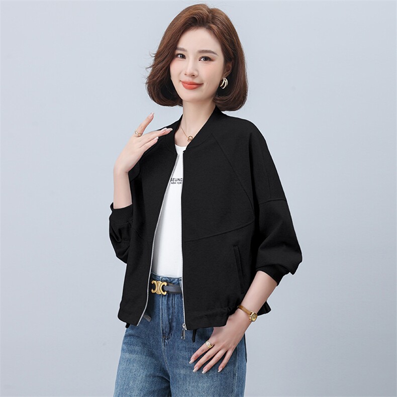 棒球服女薄款2025春秋款休闲宽松妈妈夹克上衣小个子休闲卫衣外套,女装短外套,文熹诺