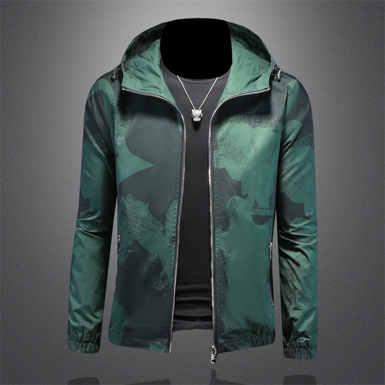 高端2024年新款印花连帽夹克衫男大码QT6016-4226P140，男装夹克，钱塘6016