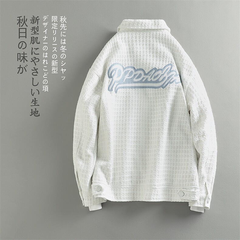 特批70无差价秋款刺绣翻领美式痞帅夹克男休闲大码宽松外套J549,男装夹克,电商A082