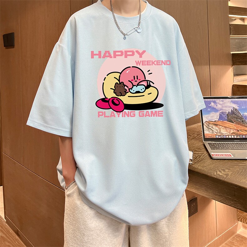 华夫格t恤男短袖男大码五分袖 酒店风 HT73313-P22图片