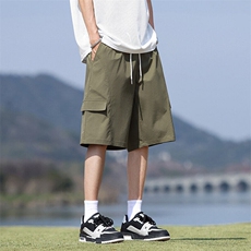 工装短裤男士夏季新款复古潮流宽松直筒中裤五分裤Q29123-特P22，男装牛仔裤，星座610（原A335）