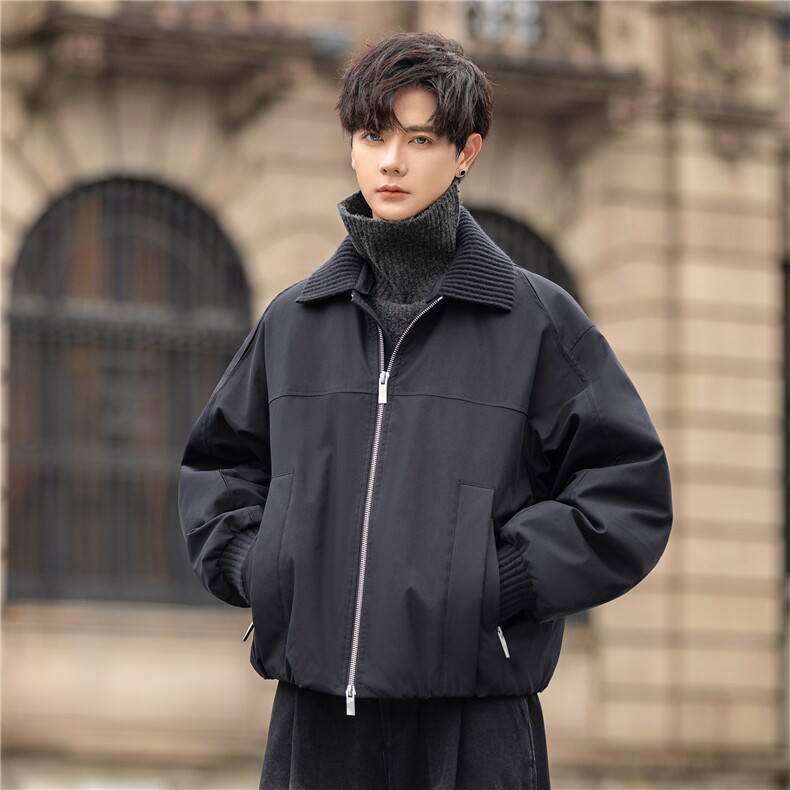 针织翻领羽绒服男士冬季新款高级感休闲宽松外套F5509-P395控698,男装羽绒服,电商A355（原A415）