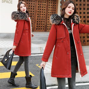 暖心大毛领可拆卸内胆派克服2021年冬季新款时尚可收腰,女装棉衣/棉服,贵人树