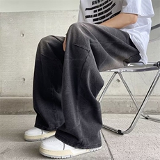 阔腿牛仔裤男士韩版潮流高街帅气百搭2024夏季ins长裤RK1864-P51，男装牛仔裤，星座412-3