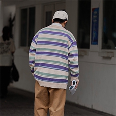毛衣oversize慵懒风日系复古美式条纹情侣百搭针织衫MY0553-P48，男装针织衫/毛衣，星座308B-1