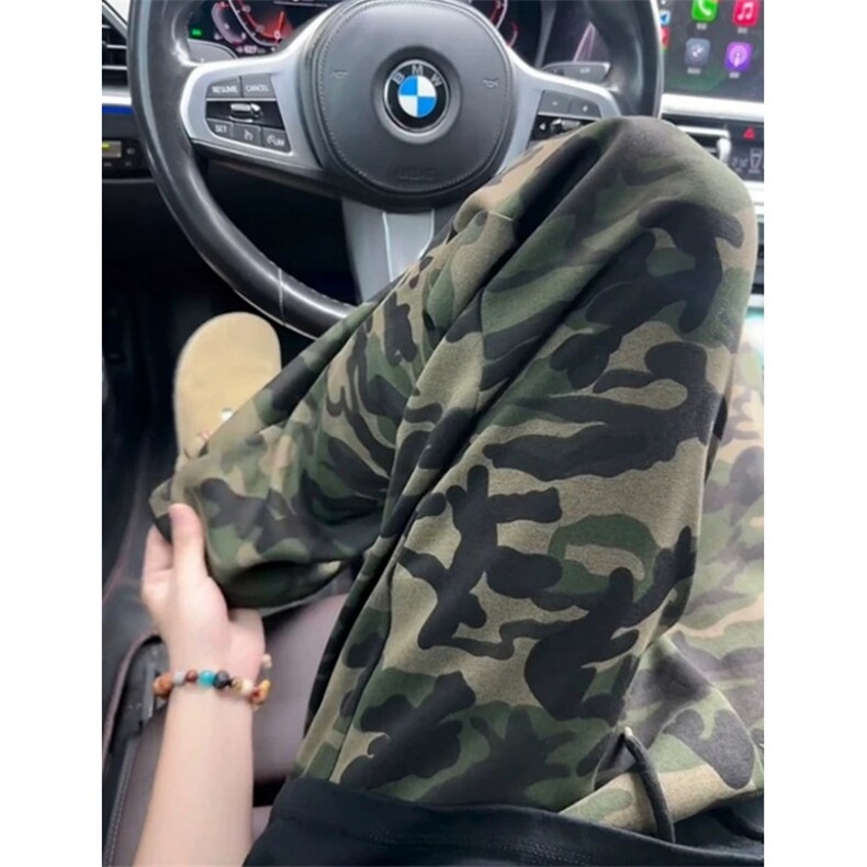 迷彩弯刀卫裤男秋季宽松慵懒风运动裤子痞帅高级感直筒裤K03,男装休闲裤,星座1116A（原606A-3）