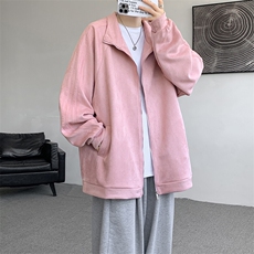 8XL-M春季大码外套男重磅条纹麂皮绒棒球服立领夹克衫JK004P75，男装夹克，电商B312
