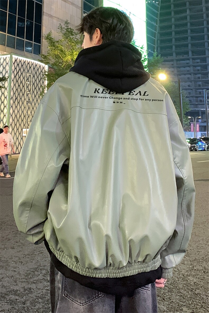 特批港风夜景时尚翻领皮夹克F8453P85控138,男装夹克,电商A247