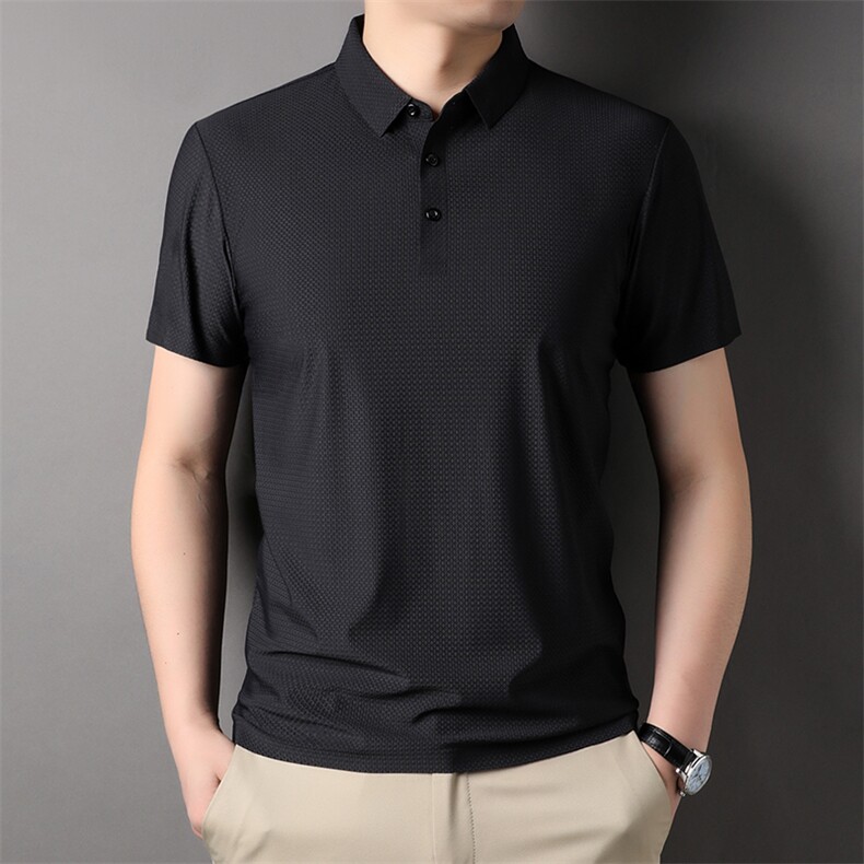 保罗POLO衫商务休闲男上装2023夏季新款男士中年T恤纯色翻领男装图片