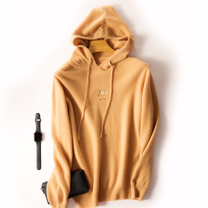 男士刺绣螃蟹连帽秋冬季新款时尚休闲羊毛衫，男装羊毛衫，江杉羊绒