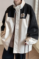 秋装立领休闲夹克外套2024新品拼接印花外套男女8177-P100控价138，男装夹克，电商A441-1