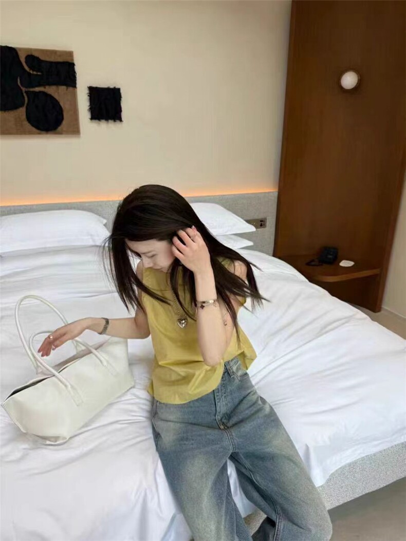 2025年夏季前后俩穿小上衣轻超舒适纯棉系列无袖V领,女装衬衫,洛丽兰可