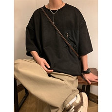 麂皮绒短袖男T恤小众日系复古美式港风设计感1016-1T145P38K55，男装T恤，星座1016-1（原电商B408-1）