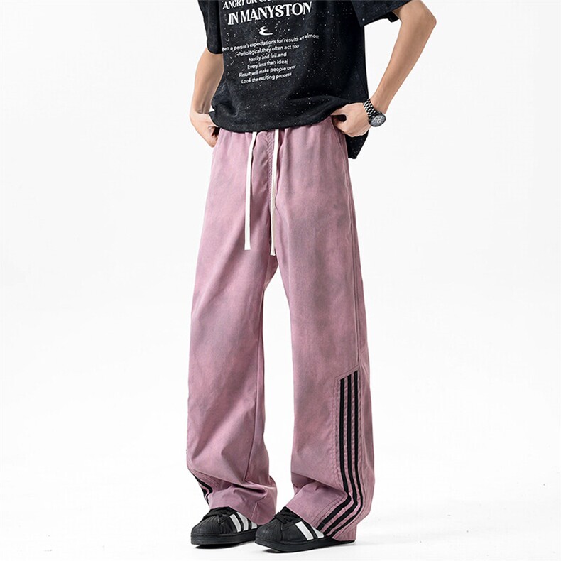 休闲裤男夏季新款港风宽松扎染工装阔腿裤CK8203-P48图片
