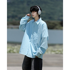 8XL-M泡泡纱盐缩肌理长袖衬衫男夏季冰丝外套防晒衬衣CS29007P40，男装衬衫，电商B312