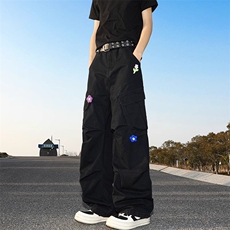 网图刺绣工装裤男春夏季新款美式潮牌宽松直筒休闲裤子A232-P55，男装工装外套，星座1001-1