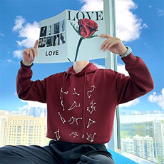 AW215/P88控118秋季社会小伙连帽珍珠韩版设计感打底卫衣男黑首，男装T恤，星座305B-1