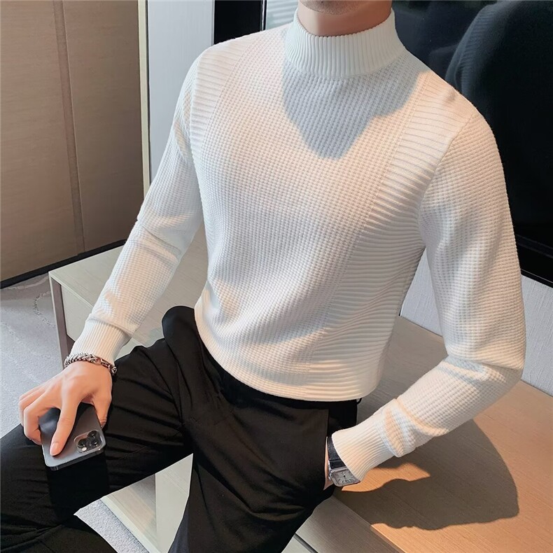 半高领毛衣男秋冬季长袖加绒打底衫高级感百搭纯色毛线衣MR3036,男装T恤,星座516A