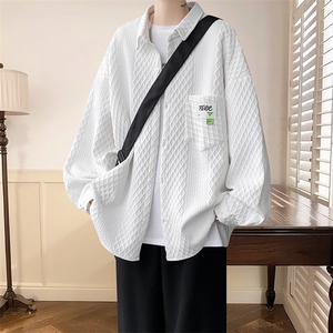衬衫男秋季新款港风宽松大码提花长袖衬衣CS027-P45图片