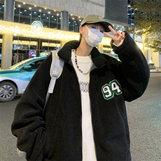 秋冬港风宽松羊羔毛外套加厚男女款立领宽松夹克ins潮JK30/P80，男装夹克，电商A221A
