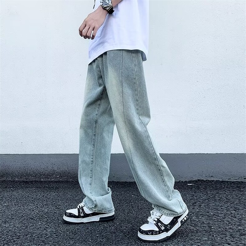 阔腿牛仔裤男百搭休闲长裤新款宽松直筒舒适K2536-P48,男装牛仔裤,星座1109-3
