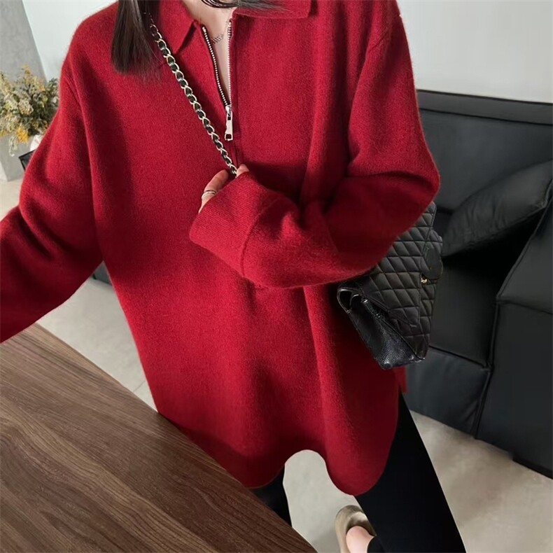 2025年秋季女士中款套头半拉链,女装羊绒衫,七柒羊绒